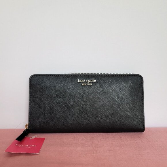 KATE SPADE Cameron Continental Saffiano Leather Wallet- Black 🎈$115.⭐ - Picture 2 of 16